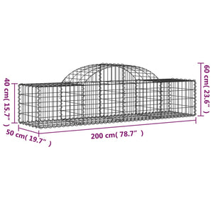 vidaXL Arched Gabion Baskets 6 pcs 200x50x40/60 cm Galvanised Iron