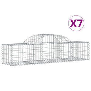 vidaXL Arched Gabion Baskets 7 pcs 200x50x40/60 cm Galvanised Iron