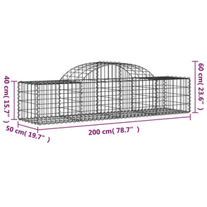 vidaXL Arched Gabion Baskets 7 pcs 200x50x40/60 cm Galvanised Iron