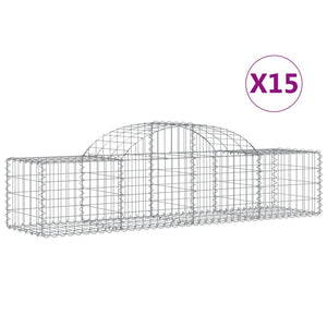 vidaXL Arched Gabion Baskets 15 pcs 200x50x40/60 cm Galvanised Iron