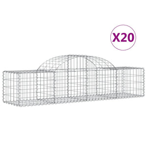 vidaXL Arched Gabion Baskets 20 pcs 200x50x40/60 cm Galvanised Iron