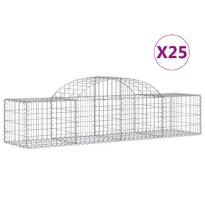 vidaXL Arched Gabion Baskets 25 pcs 200x50x40/60 cm Galvanised Iron