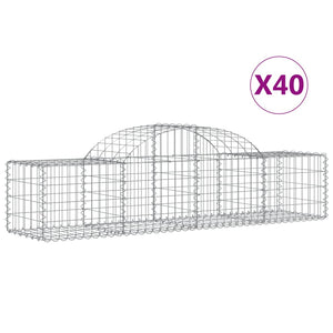 vidaXL Arched Gabion Baskets 40 pcs 200x50x40/60 cm Galvanised Iron