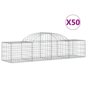 vidaXL Arched Gabion Baskets 50 pcs 200x50x40/60 cm Galvanised Iron