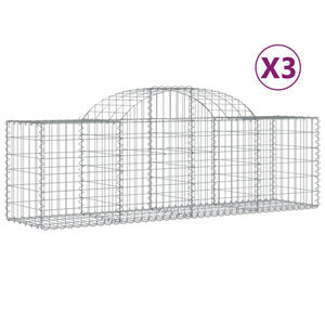 vidaXL Arched Gabion Baskets 3 pcs 200x50x60/80 cm Galvanised Iron