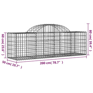 vidaXL Arched Gabion Baskets 3 pcs 200x50x60/80 cm Galvanised Iron