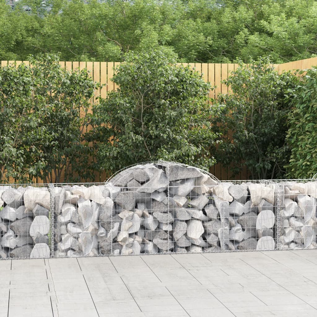 vidaXL Arched Gabion Baskets 3 pcs 200x50x60/80 cm Galvanised Iron