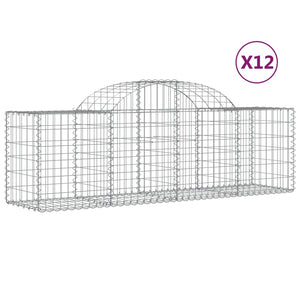 vidaXL Arched Gabion Baskets 12 pcs 200x50x60/80 cm Galvanised Iron