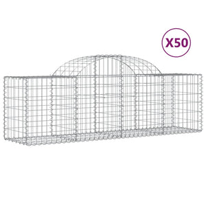 vidaXL Arched Gabion Baskets 50 pcs 200x50x60/80 cm Galvanised Iron