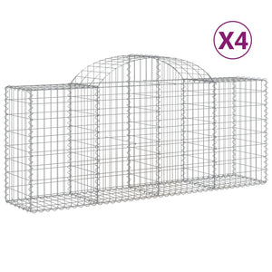 vidaXL Arched Gabion Baskets 4 pcs 200x50x80/100 cm Galvanised Iron