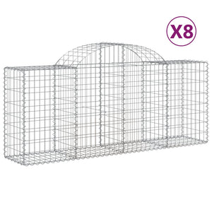 vidaXL Arched Gabion Baskets 8 pcs 200x50x80/100 cm Galvanised Iron