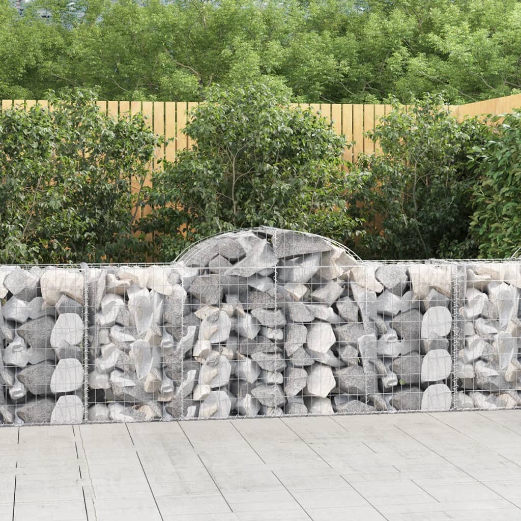 vidaXL Arched Gabion Baskets 8 pcs 200x50x80/100 cm Galvanised Iron