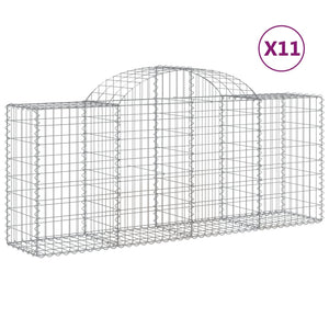 vidaXL Arched Gabion Baskets 11 pcs 200x50x80/100 cm Galvanised Iron