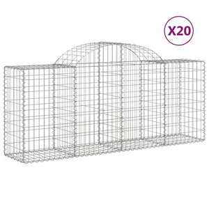 vidaXL Arched Gabion Baskets 20 pcs 200x50x80/100 cm Galvanised Iron