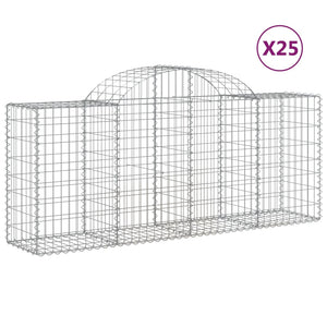 vidaXL Arched Gabion Baskets 25 pcs 200x50x80/100 cm Galvanised Iron