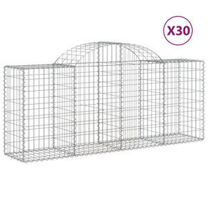 vidaXL Arched Gabion Baskets 30 pcs 200x50x80/100 cm Galvanised Iron