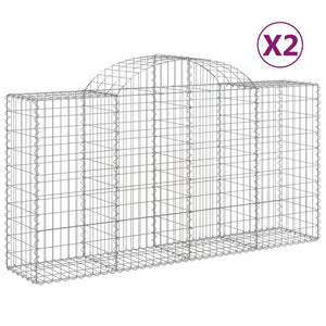 vidaXL Arched Gabion Baskets 2 pcs 200x50x100/120 cm Galvanised Iron