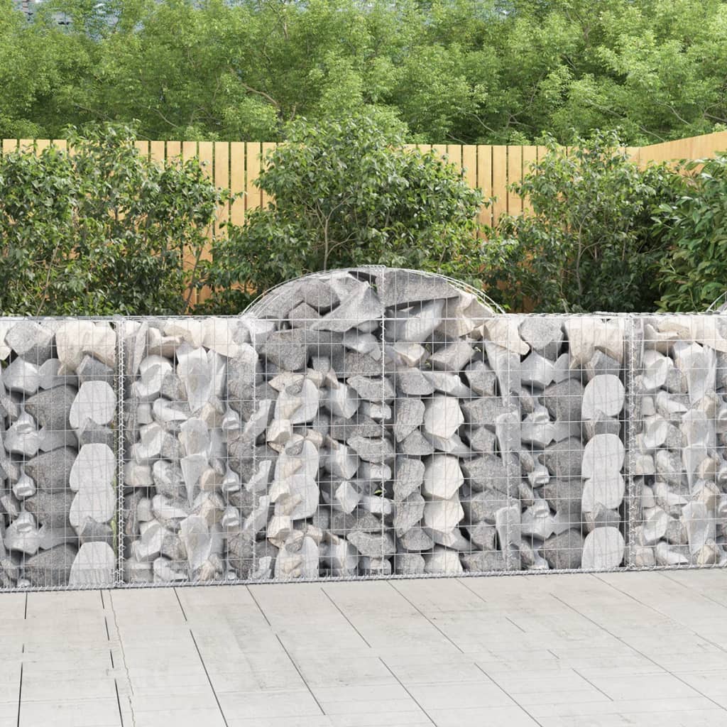 vidaXL Arched Gabion Baskets 2 pcs 200x50x100/120 cm Galvanised Iron