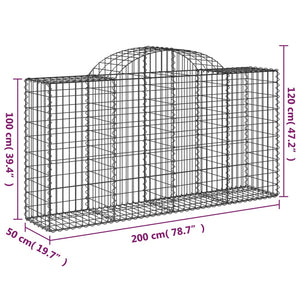 vidaXL Arched Gabion Baskets 14 pcs 200x50x100/120 cm Galvanised Iron