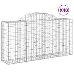 vidaXL Arched Gabion Baskets 40 pcs 200x50x100/120 cm Galvanised Iron