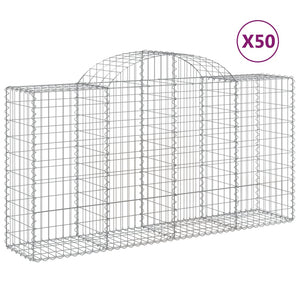 vidaXL Arched Gabion Baskets 50 pcs 200x50x100/120 cm Galvanised Iron