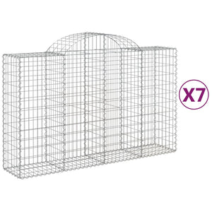 vidaXL Arched Gabion Baskets 7 pcs 200x50x120/140 cm Galvanised Iron