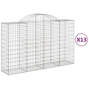 vidaXL Arched Gabion Baskets 13 pcs 200x50x120/140 cm Galvanised Iron