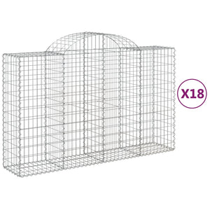 vidaXL Arched Gabion Baskets 18 pcs 200x50x120/140 cm Galvanised Iron