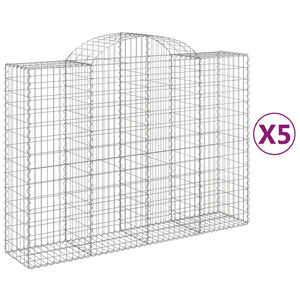 vidaXL Arched Gabion Baskets 5 pcs 200x50x140/160 cm Galvanised Iron