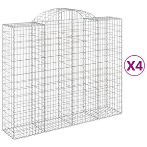 vidaXL Arched Gabion Baskets 4 pcs 200x50x160/180 cm Galvanised Iron