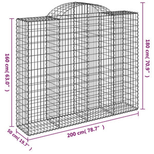 vidaXL Arched Gabion Baskets 18 pcs 200x50x160/180 cm Galvanised Iron