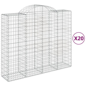 vidaXL Arched Gabion Baskets 20 pcs 200x50x160/180 cm Galvanised Iron