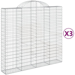 vidaXL Arched Gabion Baskets 3 pcs 200x50x180/200 cm Galvanised Iron