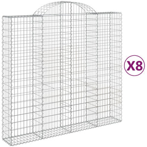 vidaXL Arched Gabion Baskets 8 pcs 200x50x180/200 cm Galvanised Iron