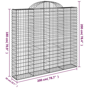 vidaXL Arched Gabion Baskets 8 pcs 200x50x180/200 cm Galvanised Iron