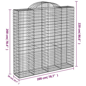 vidaXL Arched Gabion Baskets 9 pcs 200x50x200/220 cm Galvanised Iron