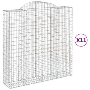 vidaXL Arched Gabion Baskets 11 pcs 200x50x200/220 cm Galvanised Iron