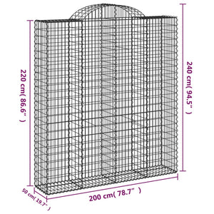 vidaXL Arched Gabion Baskets 6 pcs 200x50x220/240 cm Galvanised Iron