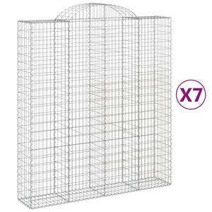 vidaXL Arched Gabion Baskets 7 pcs 200x50x220/240 cm Galvanised Iron