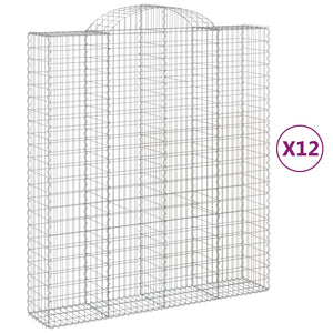 vidaXL Arched Gabion Baskets 12 pcs 200x50x220/240 cm Galvanised Iron