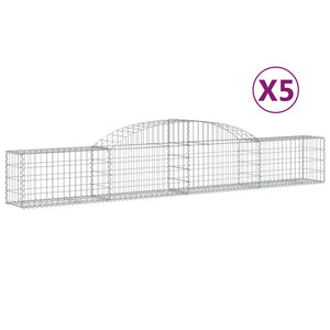 vidaXL Arched Gabion Baskets 5 pcs 300x30x40/60 cm Galvanised Iron