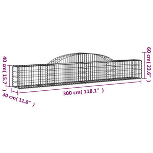 vidaXL Arched Gabion Baskets 5 pcs 300x30x40/60 cm Galvanised Iron