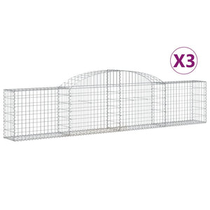 vidaXL Arched Gabion Baskets 3 pcs 300x30x60/80 cm Galvanised Iron