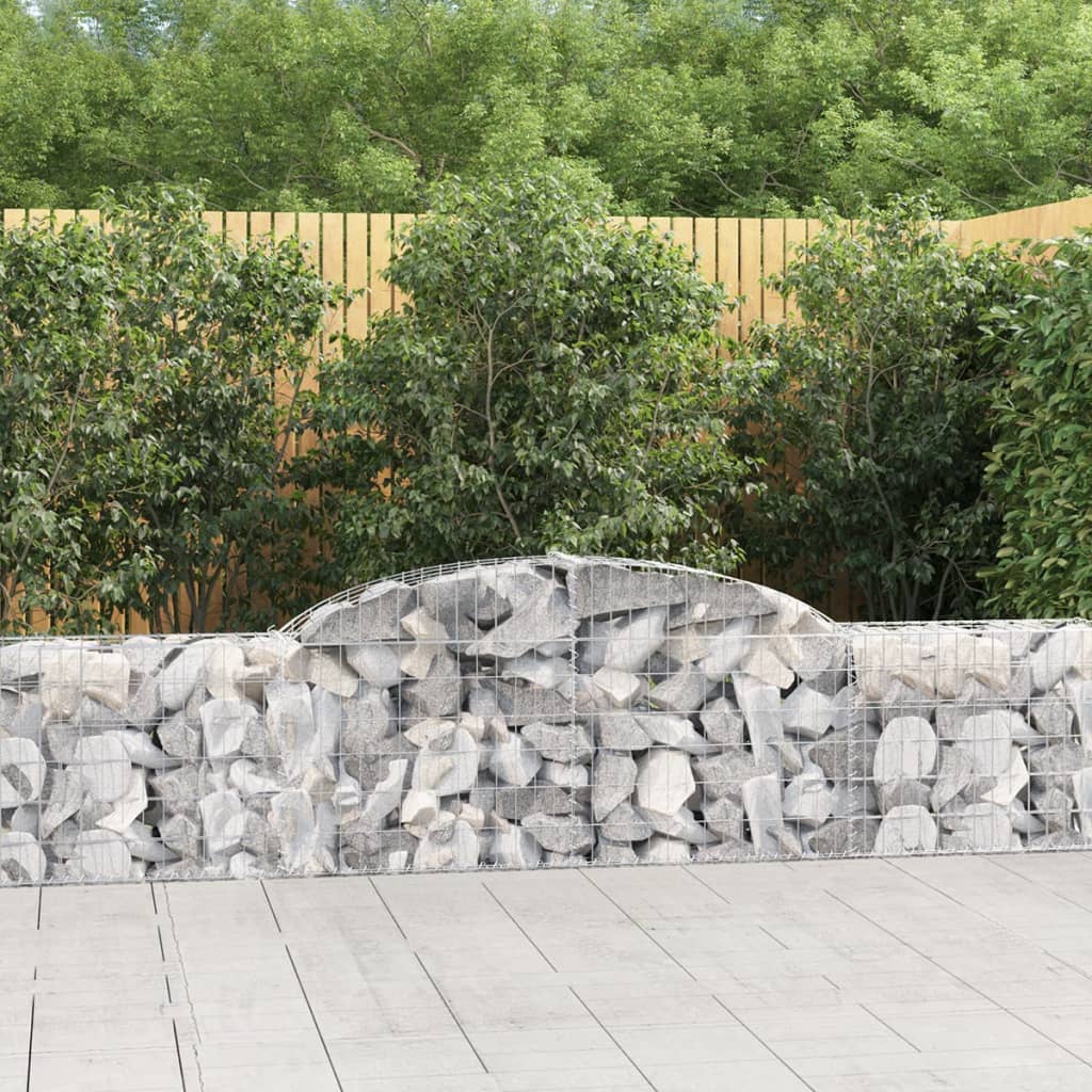 vidaXL Arched Gabion Baskets 3 pcs 300x30x60/80 cm Galvanised Iron