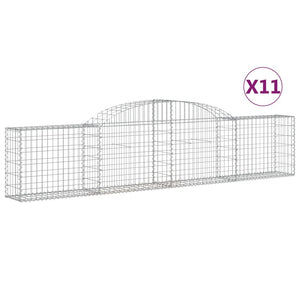 vidaXL Arched Gabion Baskets 11 pcs 300x30x60/80 cm Galvanised Iron