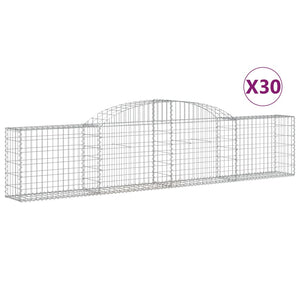 vidaXL Arched Gabion Baskets 30 pcs 300x30x60/80 cm Galvanised Iron