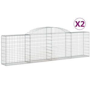 vidaXL Arched Gabion Baskets 2 pcs 300x30x80/100 cm Galvanised Iron