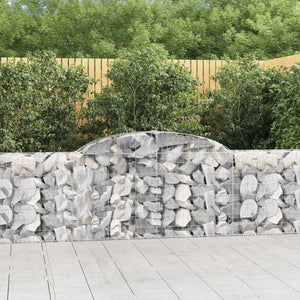 vidaXL Arched Gabion Baskets 4 pcs 300x30x80/100 cm Galvanised Iron