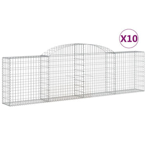 vidaXL Arched Gabion Baskets 10 pcs 300x30x80/100 cm Galvanised Iron