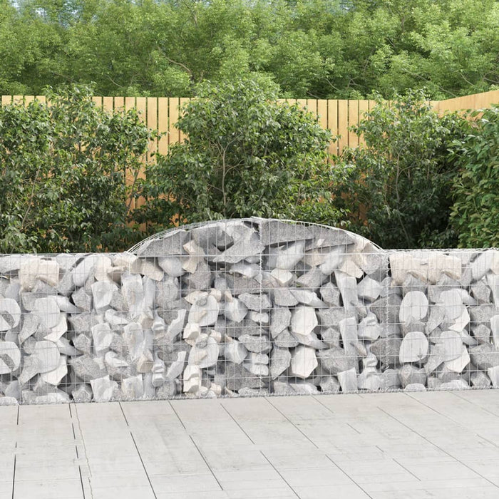 vidaXL Arched Gabion Baskets 10 pcs 300x30x80/100 cm Galvanised Iron